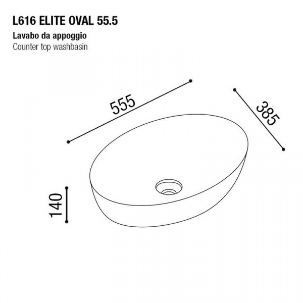 Фото раковина накладная aet elite oval 55 см, цвет: белый матовый l616t0r0v0101