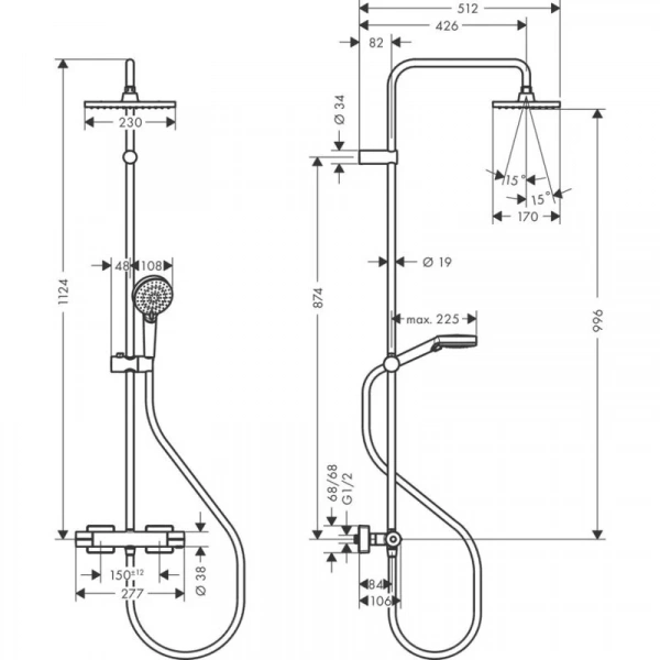 Фото душевая стойка hansgrohe vernis shape 26097000