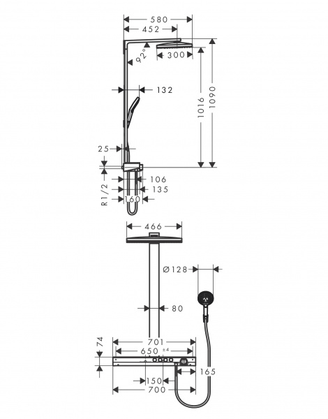 Фото душевая стойка hansgrohe rainmaker select 460 3jet showerpipe 27106400