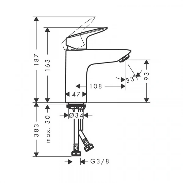 Фото смеситель для раковины hansgrohe logis 71107670