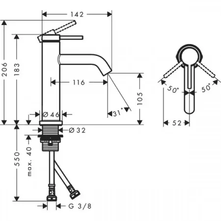 Фото смеситель для раковины hansgrohe tecturis s 73311000