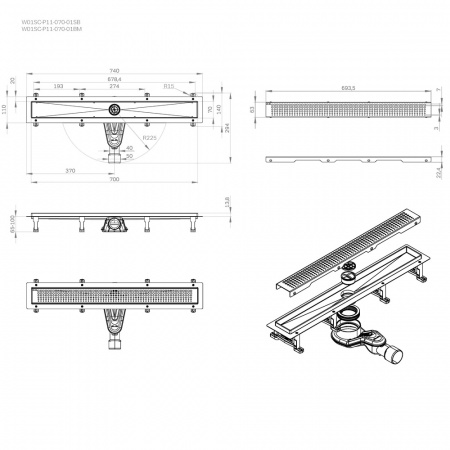 Фото душевой трап am.pm masterflow 70 см w01sc-p11-070-01bm