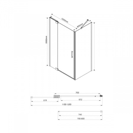 Фото душевой уголок vincea extra 110x80 см vsr-1e111280cl