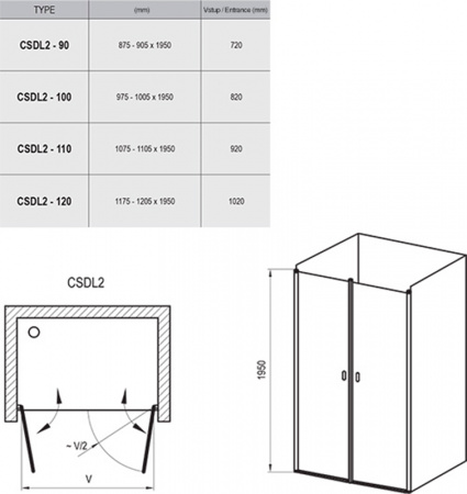Фото душевая дверь ravak chrome csdl2 90 см 0qv7cc0lz1