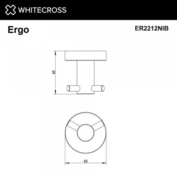 Фото крючки двойной whitecross ergo er2212nib, цвет: никель брашированный