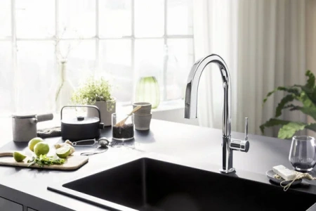Фото смеситель для кухонной мойки hansgrohe aqittura 76803000