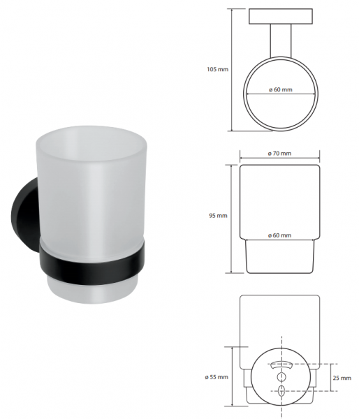 Фото стакан для зубных щеток bemeta dark 104110010