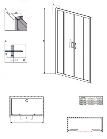 Фото душевая дверь radaway premium plus dwd 180 см 33373-01-06n