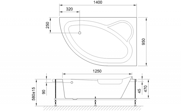 Фото акриловая ванна royal bath alpine rb819103r 140x95 см