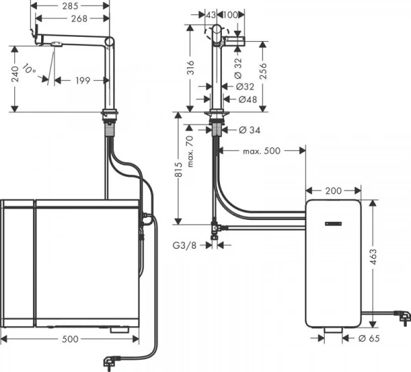 Фото смеситель для кухонной мойки hansgrohe aqittura sodasystem 76810000