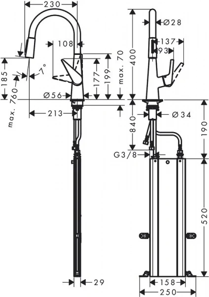 Фото смеситель для кухонной мойки hansgrohe talis 73851000