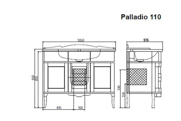 Фото тумба под раковину bagno piu palladio 105 см, цвет: глянцевый лак pl-01-110-00