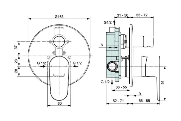Фото душевой комплект ideal standard ceraflex 260 2 режима bd828xg