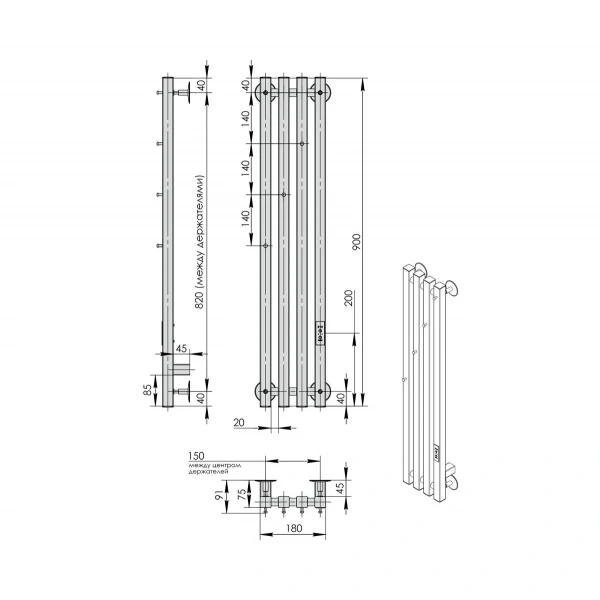 Фото электрический полотенцесушитель indigo  style 3 pro 90/18 lspre90-18brrt