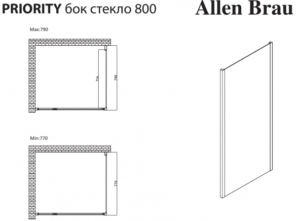 Фото душевая стенка allen brau priority 80 3.31013.00 хром