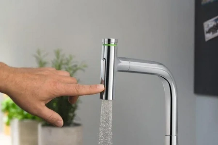 Фото смеситель для кухонной мойки hansgrohe metris select 73818340