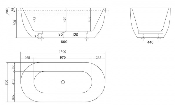 Фото акриловая ванна belbagno bb70-1500-800-w/nm 150x80 см