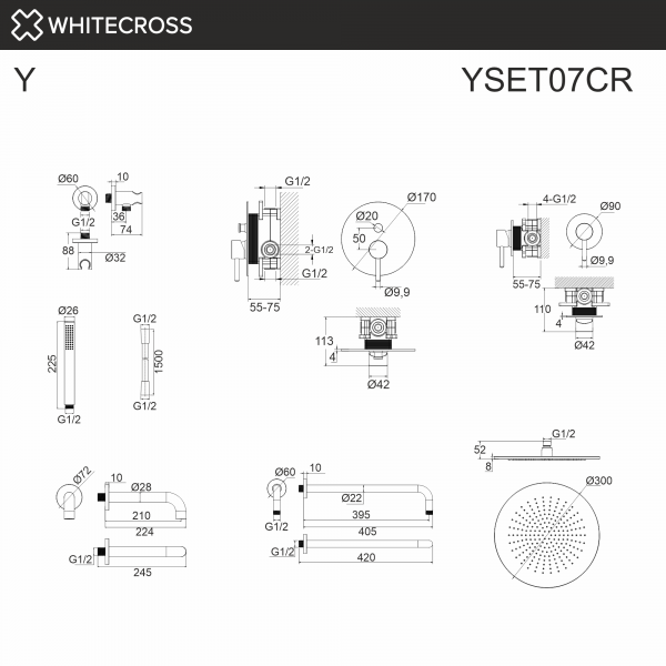 Фото душевой набор со встроенным смесителем whitecross y yset07cr, цвет: хром