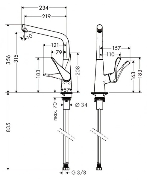Фото смеситель для кухонной мойки hansgrohe metris 14823000
