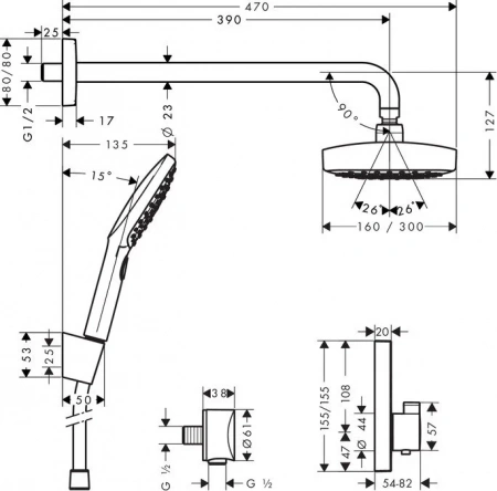 Фото душевая стойка hansgrohe croma select e 27296000