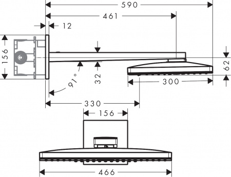 Фото верхний душ с держателем hansgrohe rainmaker select 460 2jet 24005400