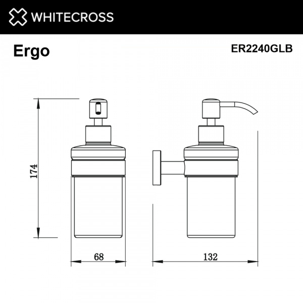 Фото дозаторы для жидкого мыла whitecross ergo er2240glb, цвет: золото брашированное
