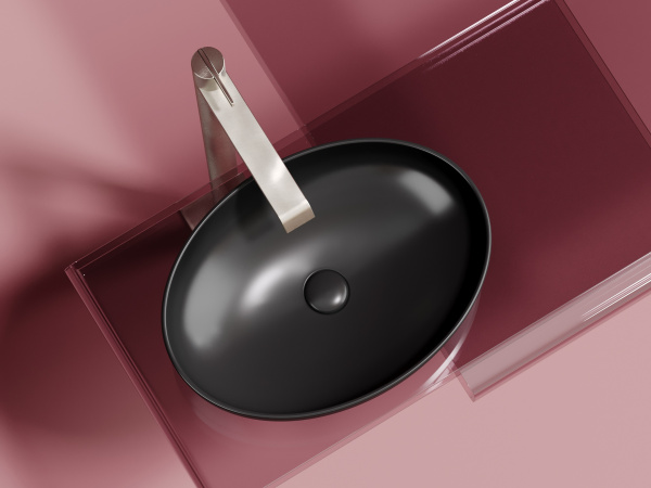 Фото раковина накладная ceramicanova element 50.2 см, цвет: черный cn6056mb