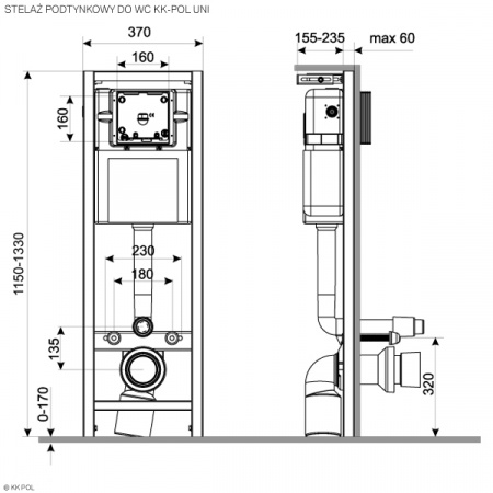 Фото инсталляция для унитаза kk pol uni 350/zpw/370-00-00