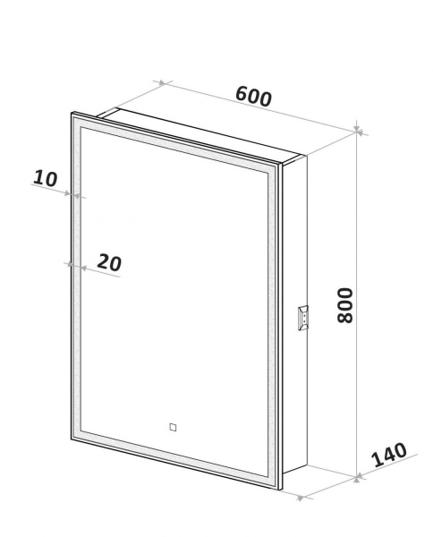 Фото зеркальный шкаф art&max vita 60 см am-tec-600-800-1d-l-ds-f