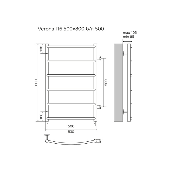 Фото водяной полотенцесушитель azario verona 50x80 см цвет: хром az04558
