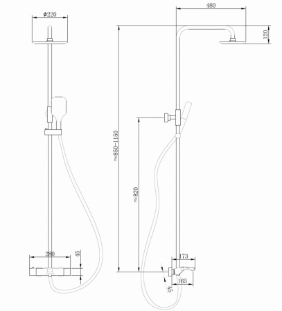 Фото душевая стойка abber thermostat af8516