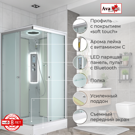 Фото душевая кабина avacan ck2080led 80x80 см