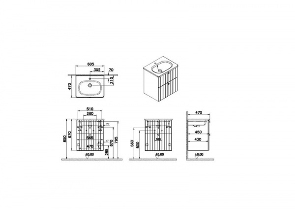 Фото тумба с раковиной vitra root groove 60 см 69417