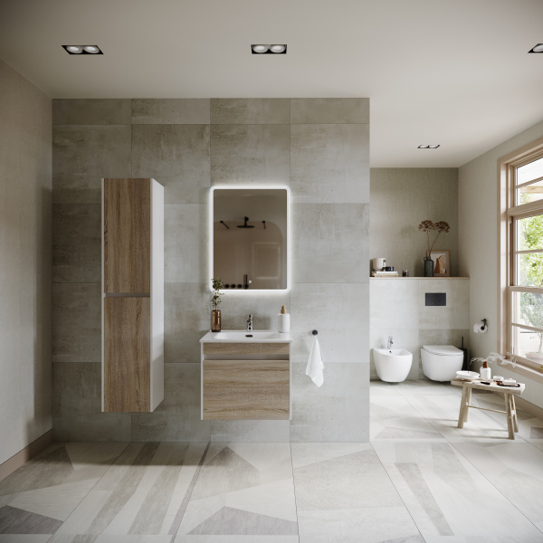 Фото тумба под раковину sancos smart 60 см, цвет: дуб бардолино/белый sm60e