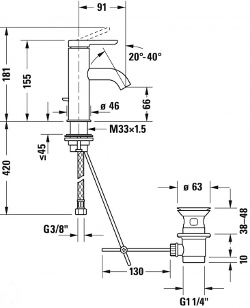 Фото смеситель для раковины duravit c.1 c11010001010