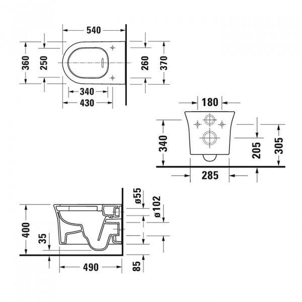 Фото унитаз подвесной безободковый duravit white tulip 54 см 2576092000