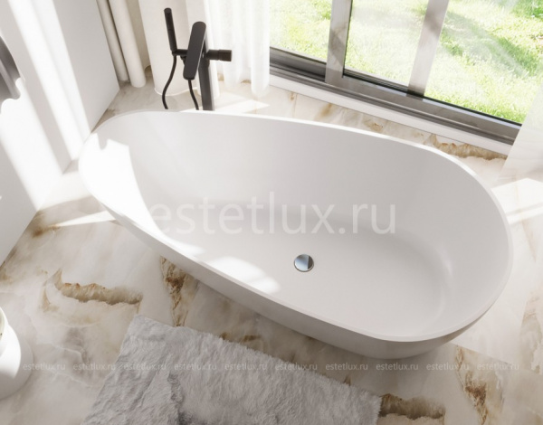 Фото ванна из искусственного камня эстет альба silk 163,5x81 см фр-00018272