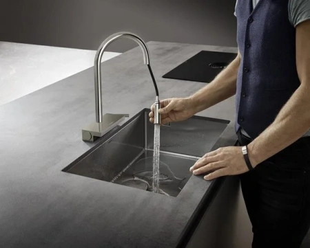 Фото смеситель для кухонной мойки hansgrohe aquno select 73831800