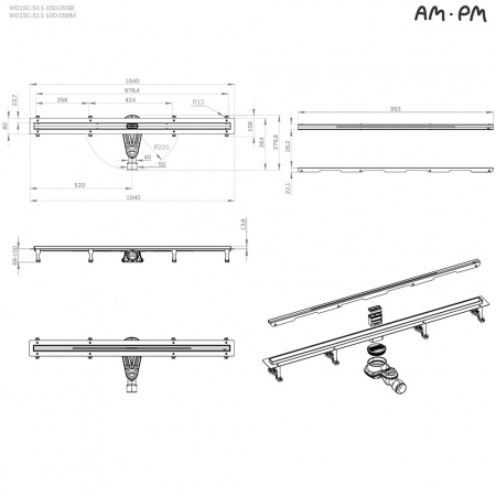 Фото душевой трап am.pm masterflow 100 см w01sc-s11-100-05sb