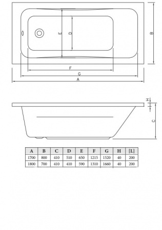 Фото акриловая ванна c-bath muse 180x70 см cbq011002