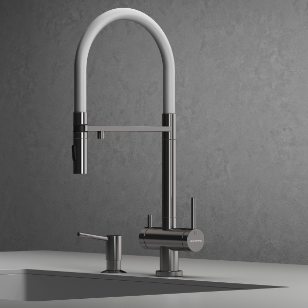 Фото смеситель для кухни abelsberg venta c гибким изливом и возможностью подключения фильтра ixf73979ch