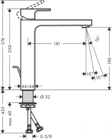 Фото смеситель для раковины hansgrohe vernis shape 71562000