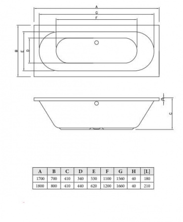 Фото акриловая ванна c-bath cora 180x80 см cbq001002