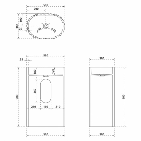 Фото раковина напольная abber stein 58 см as2551-h