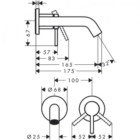 Фото смеситель для раковины hansgrohe tecturis s 73350670