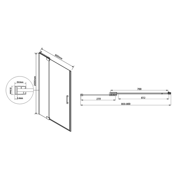 Фото душевая дверь vincea extra 90 см vdp-1e8090cl