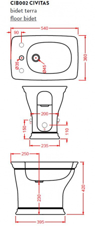 Фото биде напольное artceram civitas cib002 03 00