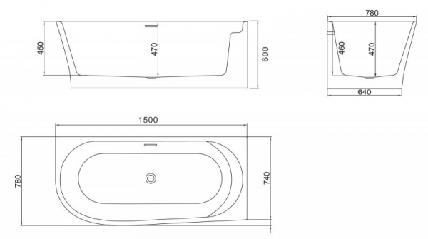Фото акриловая ванна belbagno bb410-1500-780-r 150x78 см