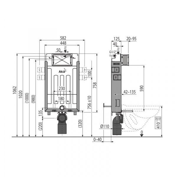 Фото инсталляция для унитазов alcadrain am115/1000