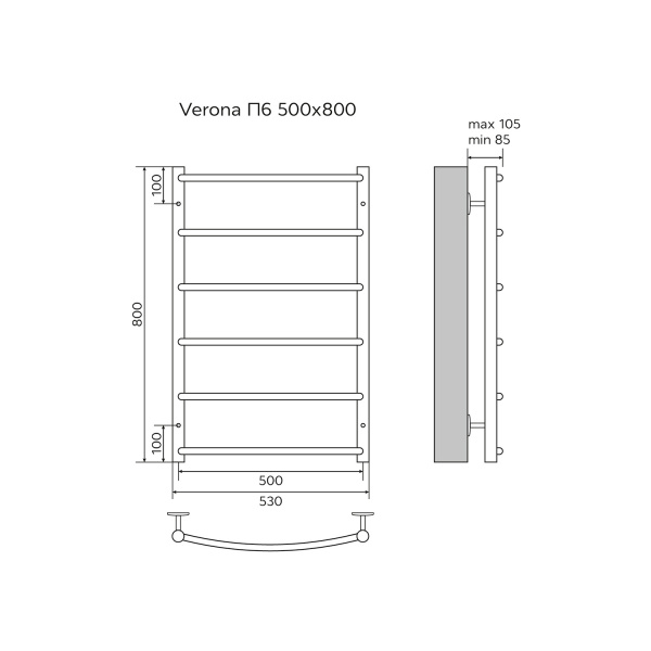 Фото водяной полотенцесушитель azario verona 50x80 см цвет: хром az04158